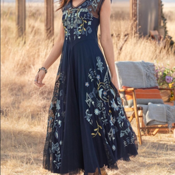 Johnny Was Mesa Embroidered Mesh Dress. New With Tags.